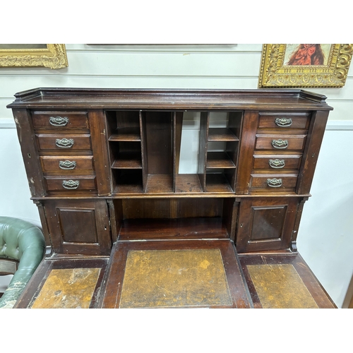 115 - A late Victorian mahogany pedestal desk, width 118cm, depth 65cm, height 148cm, provenance Pickersgi... 