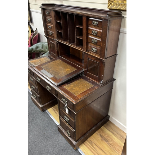 115 - A late Victorian mahogany pedestal desk, width 118cm, depth 65cm, height 148cm, provenance Pickersgi... 