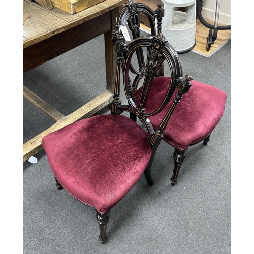 126 - A pair of late Victorian parcel gilt salon chairs