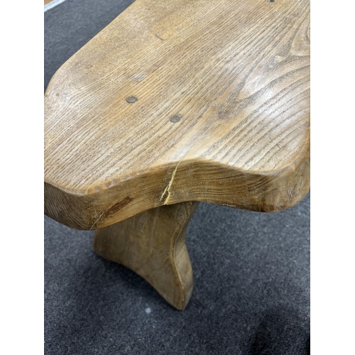 131 - A provincial oak stool, width 48cm, depth 30cm, height 32cm