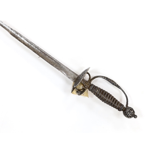 257 - A French silver hilted small sword, c.1770, the ricasso rings have two tiny marks struck on the end ... 