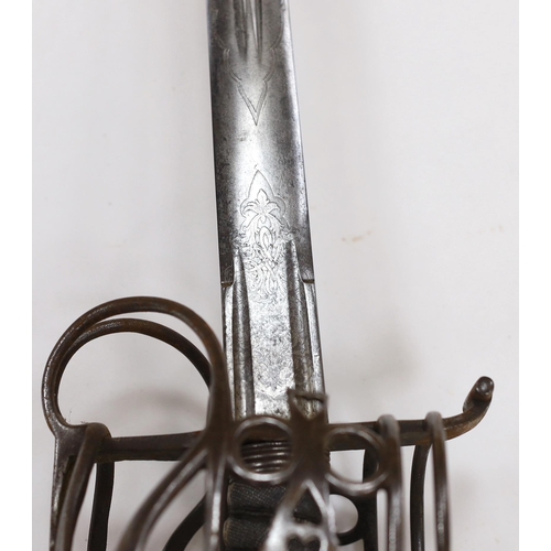 262 - An early 19th century regulation Scottish infantry officer's Wilkinsons broadsword of the 74th Regi... 