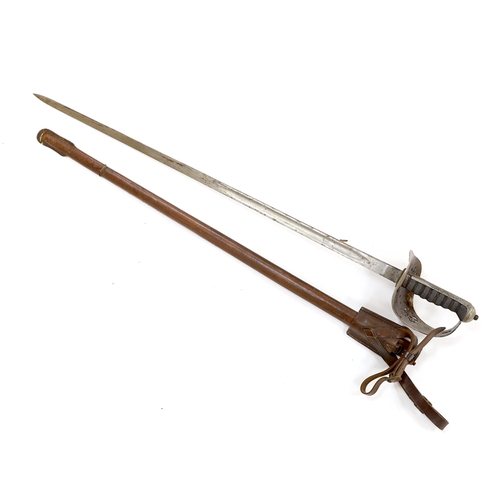 264 - A George V 1897 pattern infantry officer's sword, with scabbard and leather hanger, blade 82cm... 