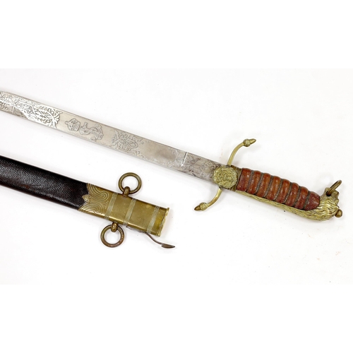 265 - A Royal Navy Officer's naval dirk, maker Manton & Co. blade 46.5cm