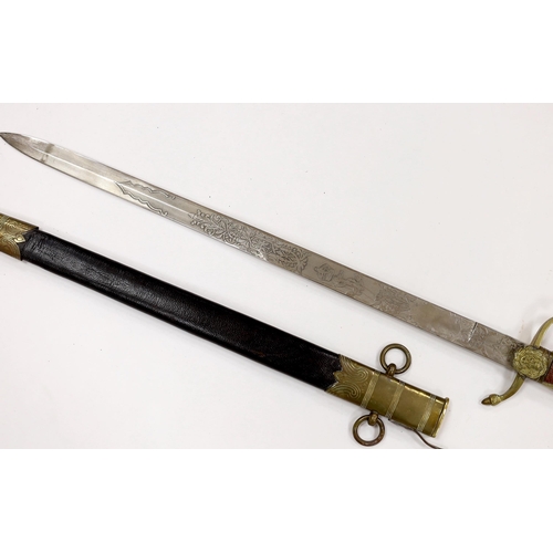 265 - A Royal Navy Officer's naval dirk, maker Manton & Co. blade 46.5cm