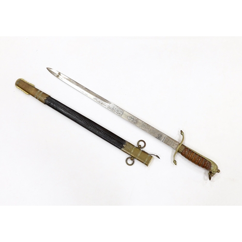 265 - A Royal Navy Officer's naval dirk, maker Manton & Co. blade 46.5cm