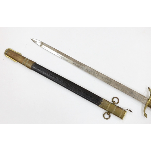 265 - A Royal Navy Officer's naval dirk, maker Manton & Co. blade 46.5cm