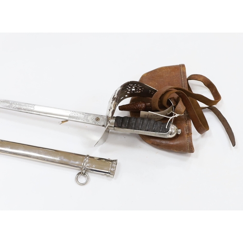 267 - A George V officer's sword, maker Hawksworth Sheffield, in chromed scabbard, blade 82cm