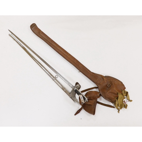 267 - A George V officer's sword, maker Hawksworth Sheffield, in chromed scabbard, blade 82cm