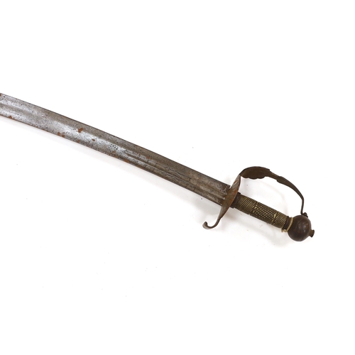 268 - An English hangar, mid 17th century, curved fullered blade engraved with spurious date 1535 and runn... 