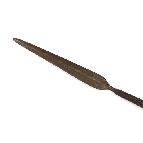 271 - An African spear with wire grip, length 92.5cm