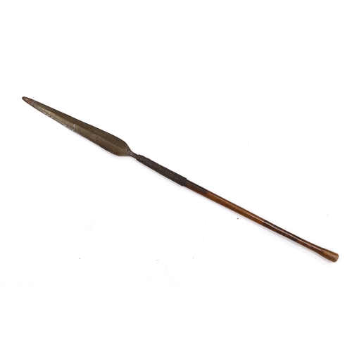 271 - An African spear with wire grip, length 92.5cm