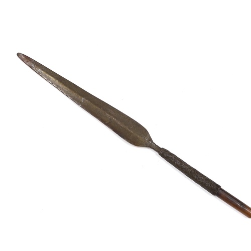 271 - An African spear with wire grip, length 92.5cm