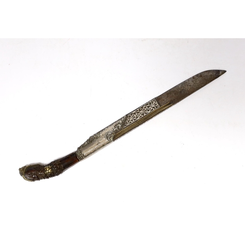 272 - A 19th century Sri Lankan Knife Dagger (Piha Kaetta) with silver inlay, 24cm