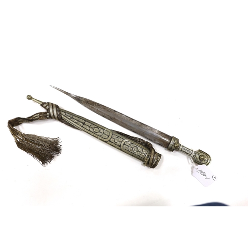 275 - A 19th century Albanian flintlock miquelet lock rifle (Balkan long arm) and a Caucasian style dagger... 