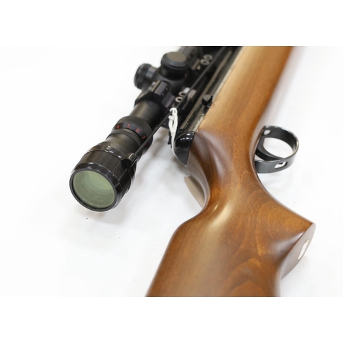 283 - A BSA .22 break action air rifle, fitted with a Simmons sight, together with a wool lined case... 