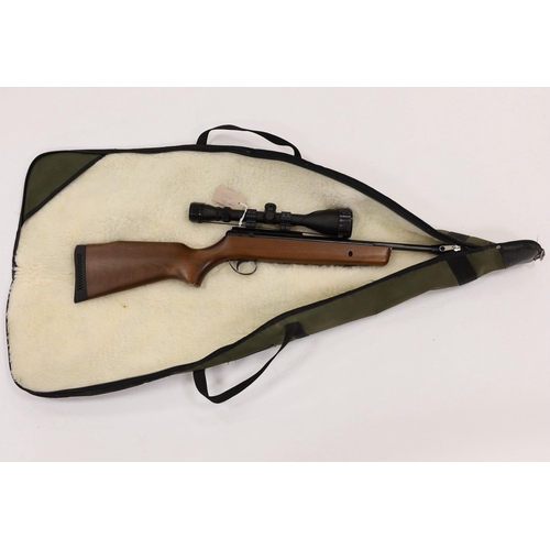 283 - A BSA .22 break action air rifle, fitted with a Simmons sight, together with a wool lined case... 