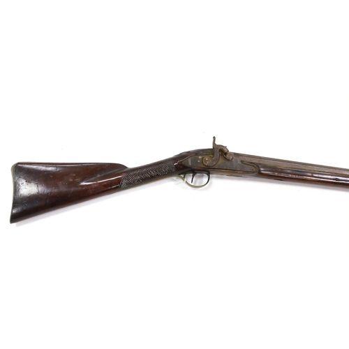 284 - A 1786 percussion 12 bore fowling piece, converted from flintlock, with a fully stocked half octagon... 