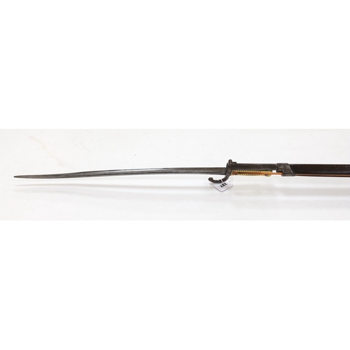 287 - A French Chassepot bolt action rifle 1865-1874 with regulation, iron mounts, and 1868 brass handle b... 