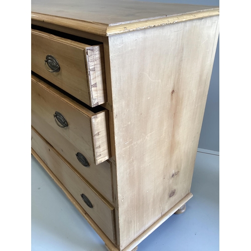 29 - An early Victorian pine four drawer chest, width 122cm, depth 54cm, height 106cm