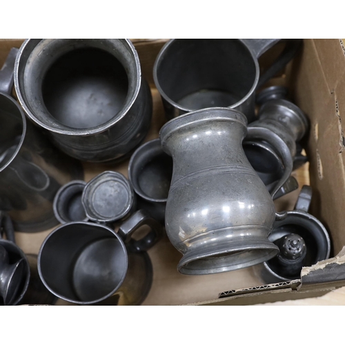 351 - A collection of pewter mugs, largest 16cm high