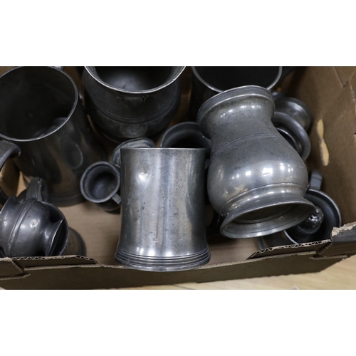 351 - A collection of pewter mugs, largest 16cm high