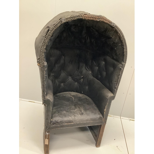 36 - A George III porter's chair, width 82cm, depth 70cm, height 150cm