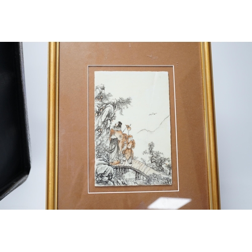 360 - A Chinese porcelain plaque, 13cm wide x 19.5cm high (restored)