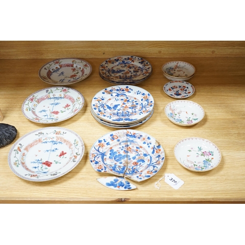 370 - A collection of 18th century Chinese export plates and saucers