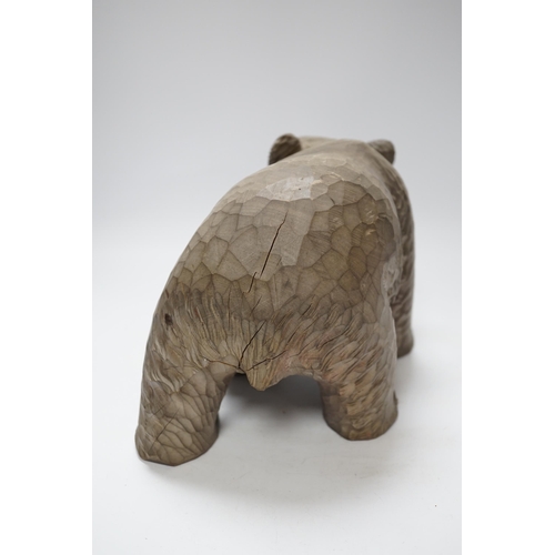 377 - A Japanese carved wood bear, 32cm long