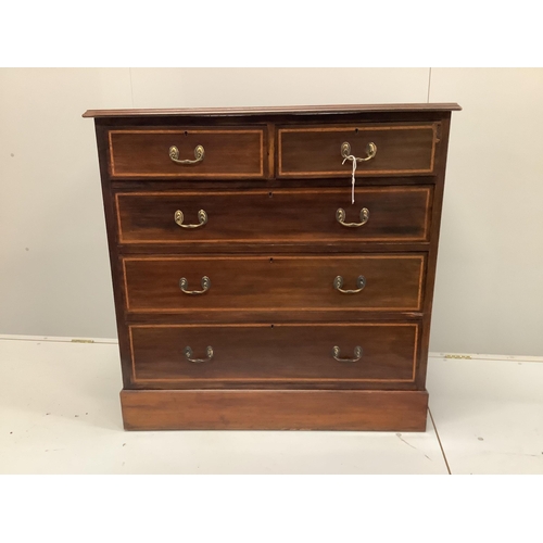 38 - An Edwardian satinwood banded mahogany chest of five drawers, width 106cm, depth 50cm, height 107cm... 