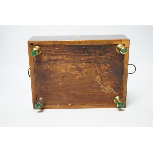 380 - A Regency banded burr yew tea caddy, Ivory escutcheon, 20cm wide CITES Submission reference 4NYKHDBU... 