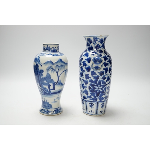 389 - Two Chinese blue and white vases, tallest 20.5cm high