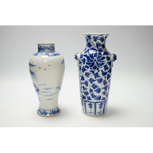 389 - Two Chinese blue and white vases, tallest 20.5cm high