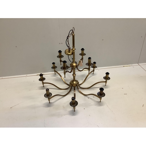 39 - A contemporary gilt metal twelve branch electrolier, height 77cm