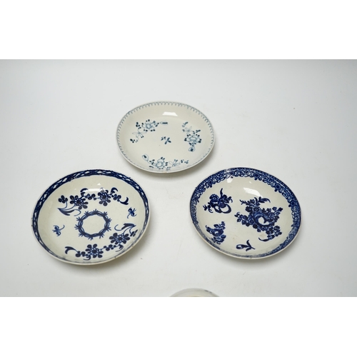 390 - Three late 18th century Liverpool blue and white teabowls and saucers