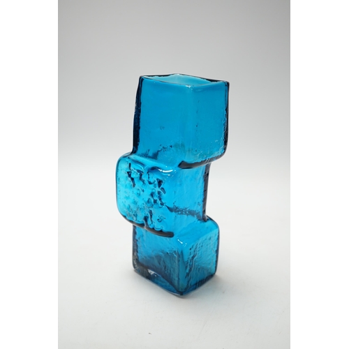 392 - A Whitefriars kingfisher blue drunken bricklayer vase, 21cm high