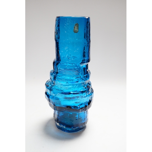 399 - A Whitefriars Hoop vase in kingfisher blue, 27cm high