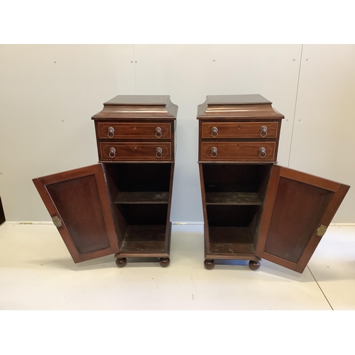 4 - A George IV inlaid mahogany pedestal sideboard, length 203cm, depth 46cm, height 110cm