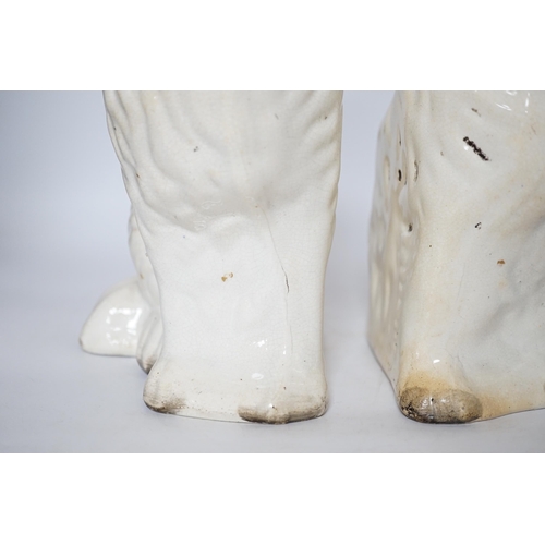 404 - A pair of Staffordshire pottery dogs, 25cm high