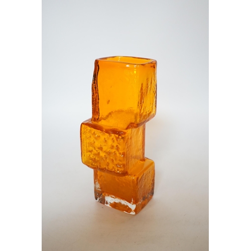 406 - A Whitefriars Drunken Bricklayer vase in tangerine, 22cm high