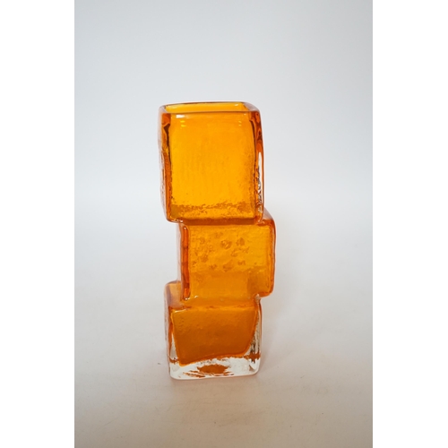 406 - A Whitefriars Drunken Bricklayer vase in tangerine, 22cm high