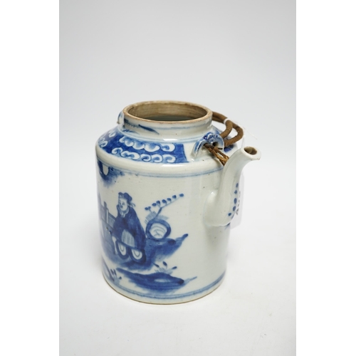 409 - 19th century Chinese blue and white porcelain comprising teapot, vase and dish, largest 18cm high... 