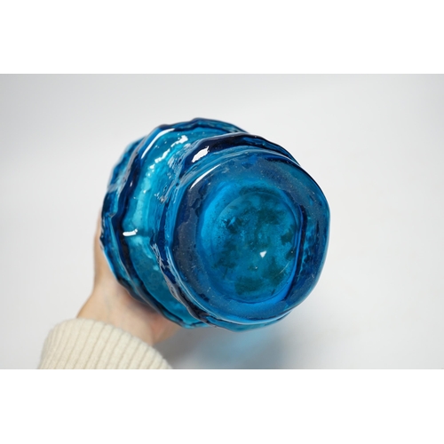 420 - A Whitefriars Hoop vase in kingfisher blue, 29cm high