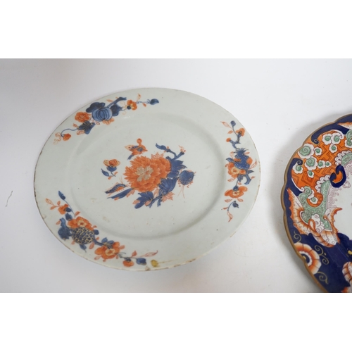 427 - Two late 18th century pearlware Prattware plates, a Chinese export plate and an ironstone plate, lar... 