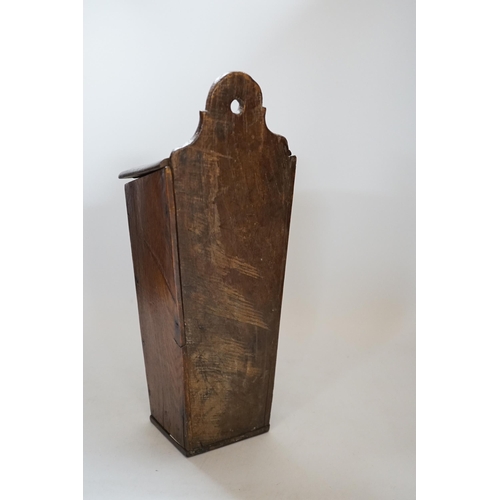 430 - A 18th / 19th century oak candle box, 38cm high