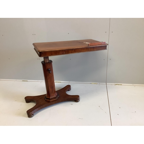 44 - A mid Victorian mahogany adjustable reading table, width 91cm, depth 45cm, height 72cm