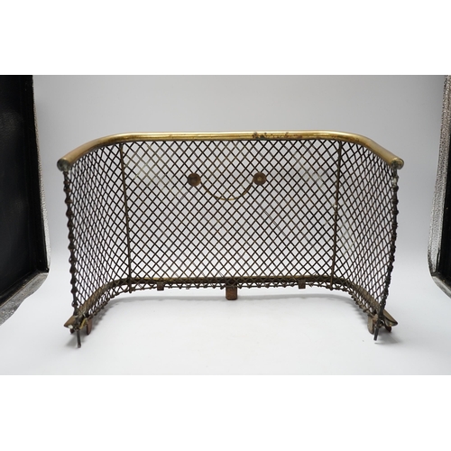 468 - A Victorian small brass fireside fender, 3.5 wide at base x 27.5 high