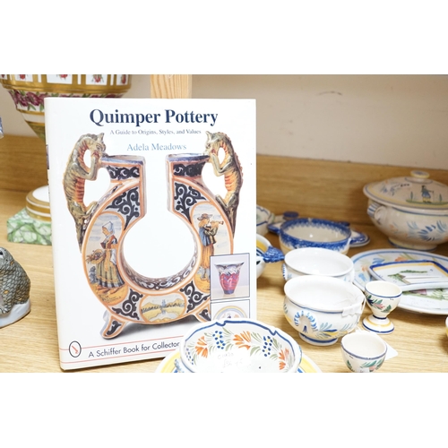 481 - A group of Quimper pottery and a Quimper Pottery book by Angela Meadows