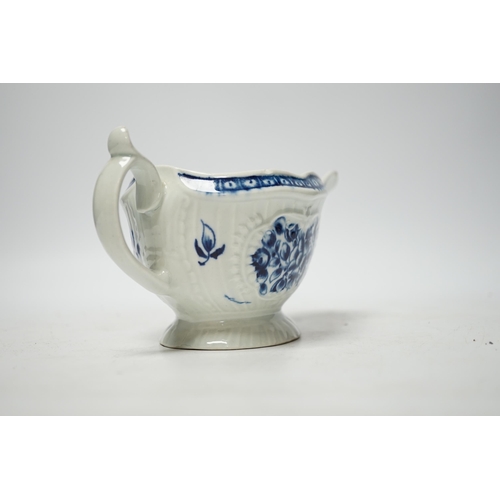 498 - A Worcester blue and white sauceboat, circa 1770, 17cm long